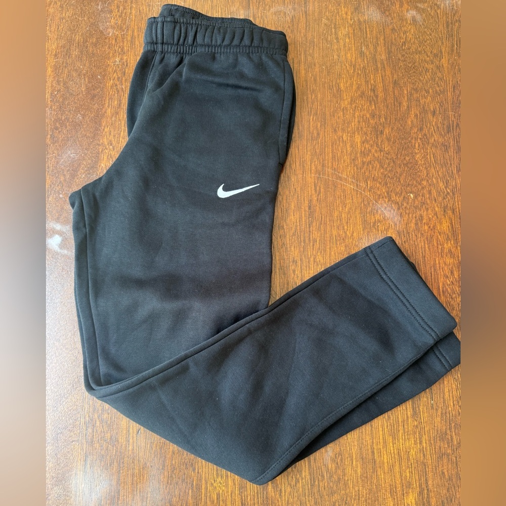 Nike Black Kids Jogger Sweatpants with White Swoosh